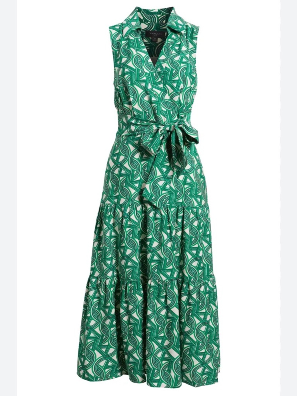 Tahari ASL Women’s Sleeveless Tie Waist Collard Shirtdress Sz 14 Green $159 NWT - Picture 6 of 6